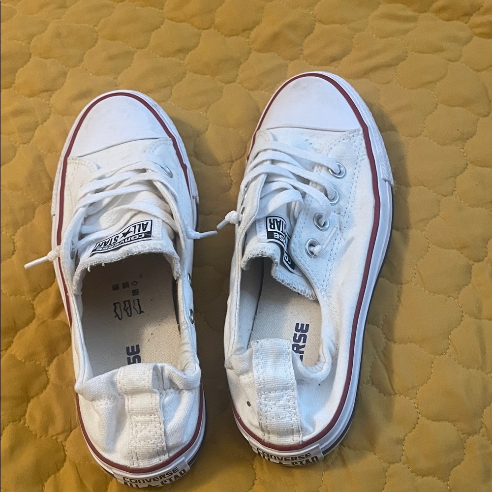 White Chuck Taylor Sneakers w/ Elastic Back / no tie design sz 7